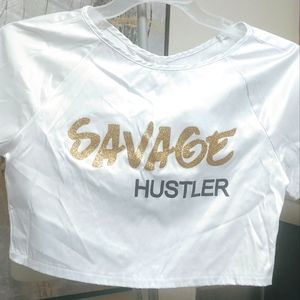 Savage crop satin shirt (m)